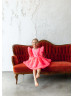 Flutter Sleeves Pink Satin Tulle Flower Girl Dress